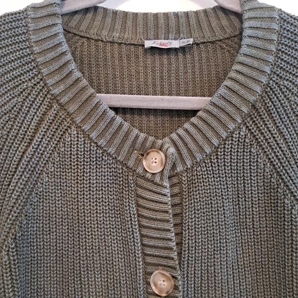 Faherty Sunwashed Fisherman Cardigan Green Blue Chunky Knit Button Sweater Sz XL - Picture 4 of 12